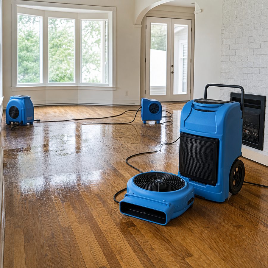 hardwood floor water drying in Omaha, NE